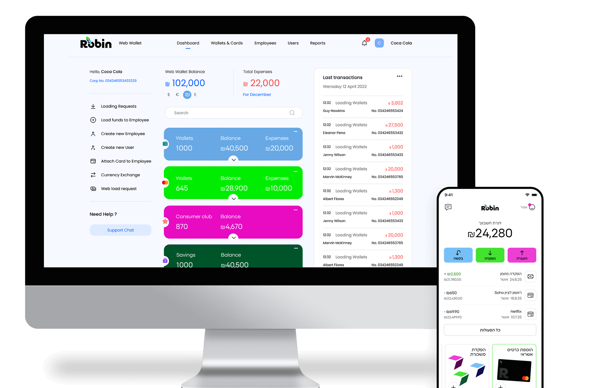 תצוגת מסך המערכת בדסקטופ ובנייד